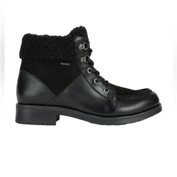 NWOT Women's GEOX Rawelle ABX Faux Shearling Waterproof Black Boots - Sz 10 - Picture 1 of 8